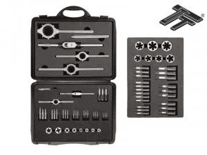 Trusa filiere si tarozi, filet metric, Carbon Steel / HSS DIN EN22568, DIN 352, in cutie de plastic, M3 - M30