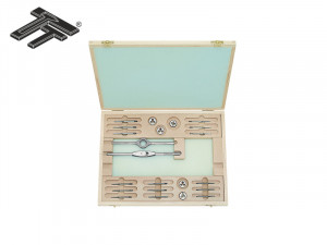 Trusa filiere si tarozi, de mana, Carbon Steel / HSS DIN EN22568, DIN 2181, UNF, in cutie de lemn