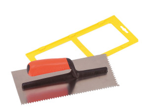 Gletiere dintate isoscel, INOX cu montura din fibra de sticla, maner bimaterial