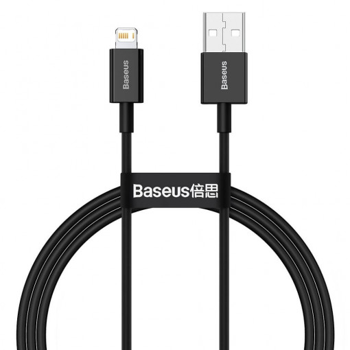Cablu de date USB - Compatibil cu Mufa Lightning, Baseus Superior, Fast Charging 2, 4 A, Lungime 2m, Negru