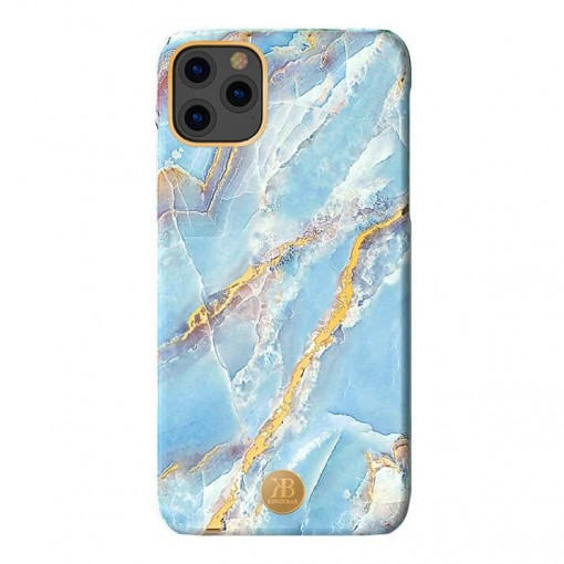 Husa Compatibila cu iPhone 11, Kingxbar Marble Series, Design Marmura, Placa metalica, Albastru