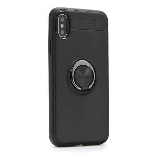 Husa Compatibila cu iPhone 11 Pro Max, cu Suport Telefon tip Inel / Ring si Placa Metalica, Negru