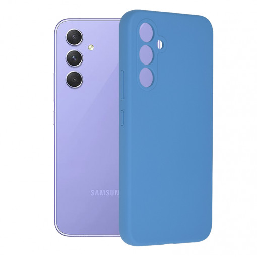 Husa Pentru Samsung Galaxy A54, Premium Silicon, Interior Alcantara, Matrix, Albastru