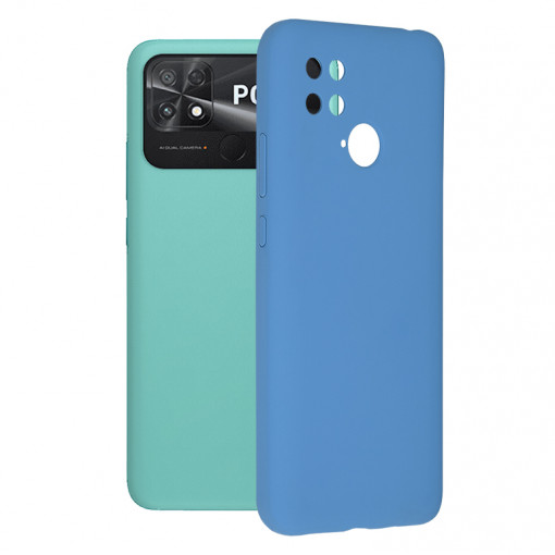 Husa Pentru Xiaomi Poco C40, Premium Silicon, Interior Alcantara, Matrix, Albastru