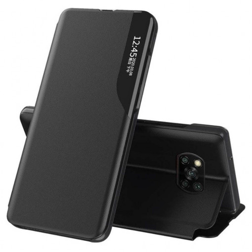 Husa Pentru Xiaomi Poco X3 / X3 NFC / X3 Pro , Smart View Case, Functie Stand, Flip / Carte, Matrix, Negru