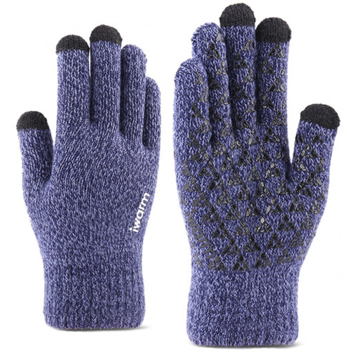 Manusi Iarna TouchScreen Woolen Gloves, Albastru