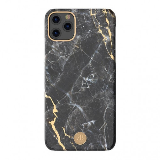 Husa Compatibila cu iPhone 11, Kingxbar Marble Series, Design Marmura, Placa metalica, Negru