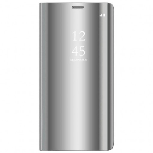 Husa Compatibila cu Xiaomi Redmi Note 9 / Redmi 10X 4G,, Flip / Book / Carte, Clear View, Silver