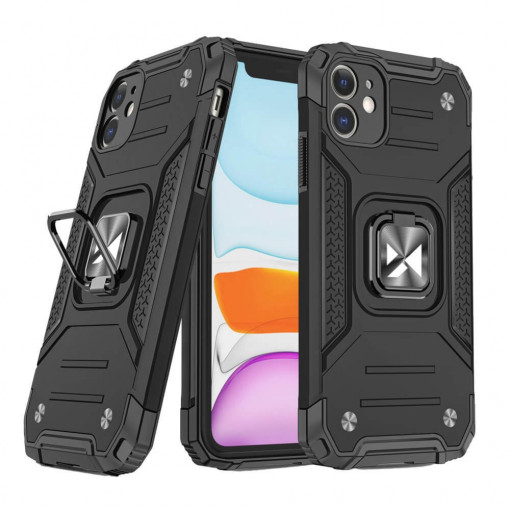 Husa Compatibila iPhone 11, Ring Armor Case Kickstand, Wozinsky, Negru