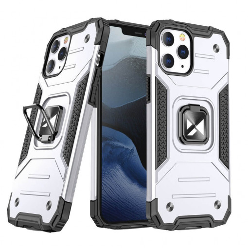 Husa Compatibila iPhone 13, Ring Armor Case Kickstand, Wozinsky, Silver