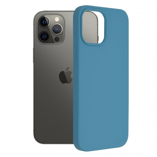 Husa Pentru iPhone 12 Pro Max, Premium Silicon, Interior Alcantara, Matrix, Albastru