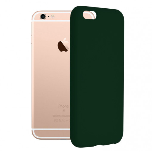 Husa Pentru iPhone 6 / 6s, Premium Silicon, Interior Alcantara, Matrix, Verde