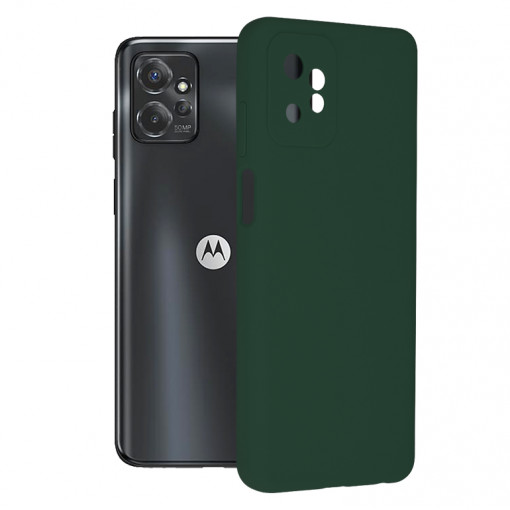Husa Pentru Motorola Moto G Power 5G, Premium Silicon, Interior Alcantara, Matrix, Verde