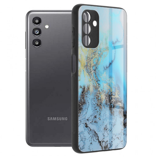 Husa Pentru Samsung Galaxy A13 5G / A04s, Glass, Matrix, Aquamarine