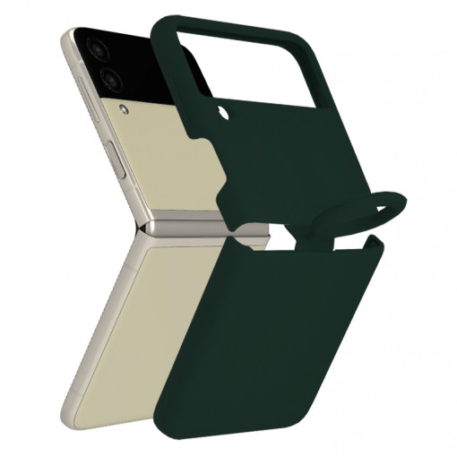 Husa Pentru Samsung Galaxy Z Flip3 5G, Premium Silicon, Interior Alcantara, Matrix, Verde