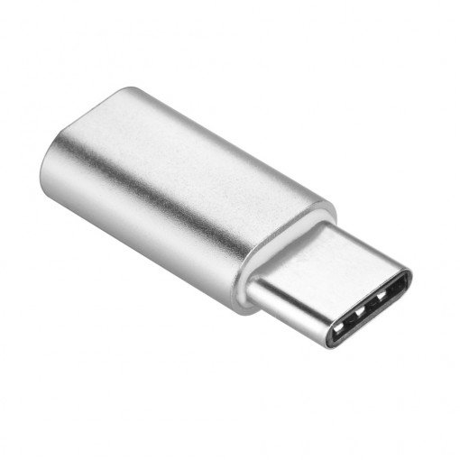 Adaptor / OTG / Conector Micro USB - USB Type C, Silver