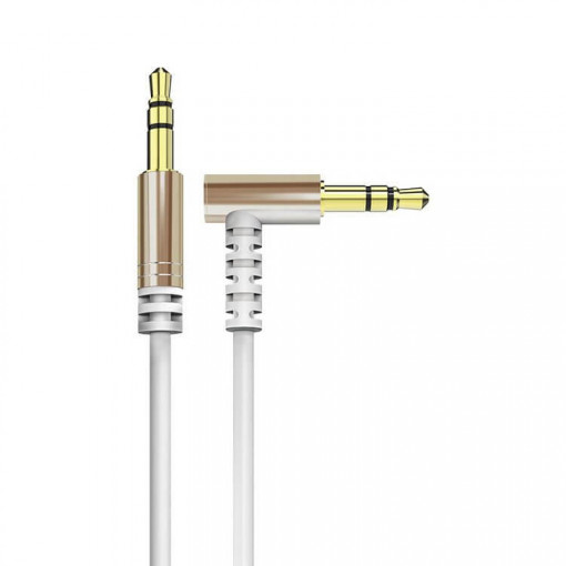 Cablu Audio / AUX / Jack 3.5mm, 3 Pini, cu Mufa la 90 grade, Dudao, 1m, Alb