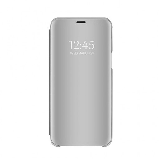Husa Compatibila cu Samsung A20e, Flip / Book / Carte, Clear View, Silver
