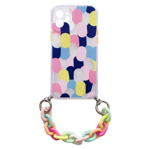 Husa Compatibila iPhone 11, Color Chain Case Flexible, Cu Lantisor Inclus, Multicolor 3