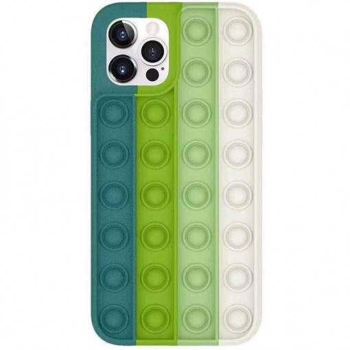 Husa Compatibila iPhone 11 Pro Max, Antistres si Interactiva, Silicon Flexibil, Verde / Alb
