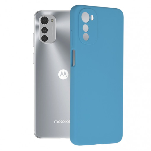 Husa Pentru Motorola Moto E32 / Moto E32s, Premium Silicon, Interior Alcantara, Matrix, Albastru