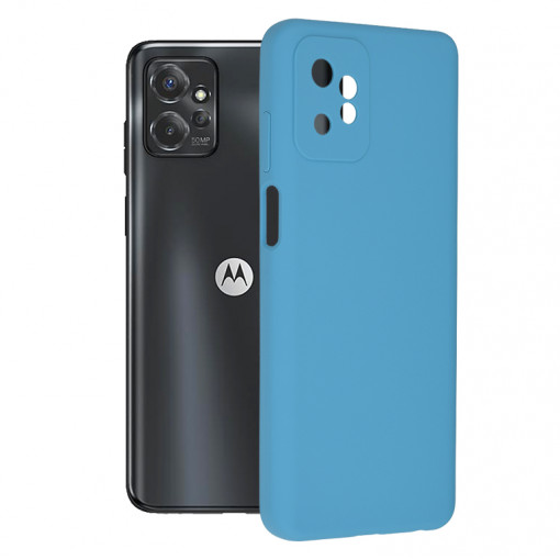Husa Pentru Motorola Moto G Power 5G, Premium Silicon, Interior Alcantara, Matrix, Albastru
