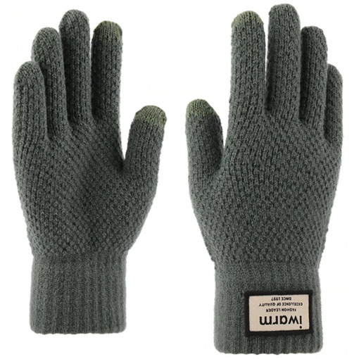 Manusi Iarna TouchScreen Woolen Gloves, Verde