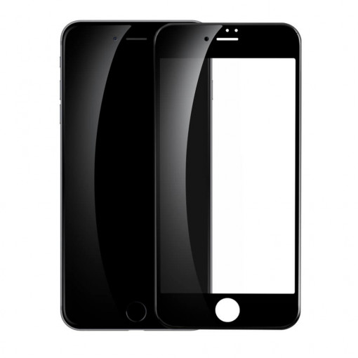 Set 2 x Folie Compatibila cu iPhone 7 Plus / 8 Plus, Anti Spy, Privacy, Sticla Securizata, Extra Rezistenta, 0.23mm, Baseus, Negru