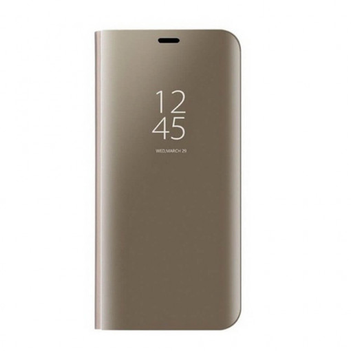 Husa Compatibila cu Samsung Galaxy A70, Clear View Flip / Book, Gold