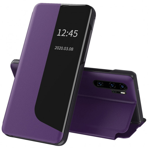 Husa Pentru Huawei P30 Pro , Smart View Case, Functie Stand, Flip / Carte, Matrix, Violet
