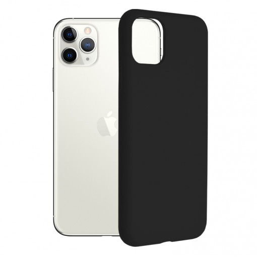 Husa Pentru iPhone 11 Pro Max, Premium Silicon, Interior Alcantara, Matrix, Negru