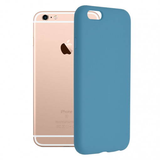 Husa Pentru iPhone 6 / 6s, Premium Silicon, Interior Alcantara, Matrix, Albastru