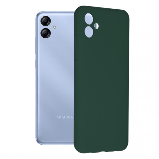 Husa Pentru Samsung Galaxy A04e, Premium Silicon, Interior Alcantara, Matrix, Verde