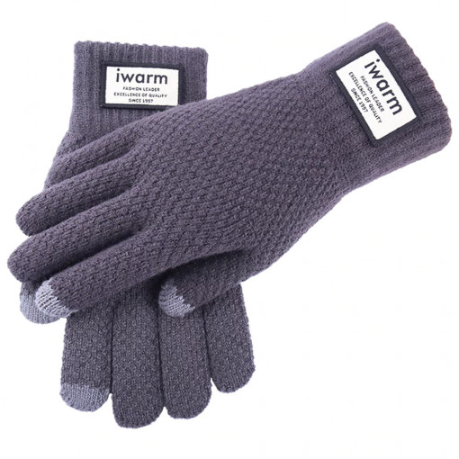 Manusi Iarna TouchScreen Woolen Gloves, Gri
