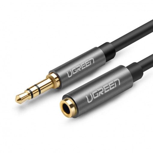 Extensie Cablu Audio / AUX, Mini Jack 3.5 mm Tata - Mini Jack 3.5 mm Mama, Ugreen, 3m, Silver