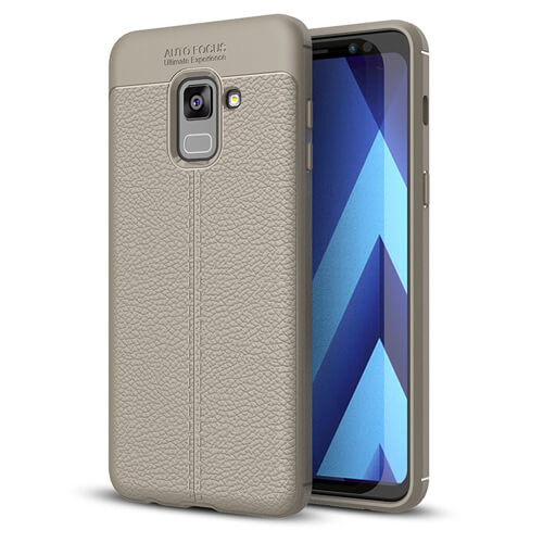 Husa Litchi Design - Compatibila cu Samsung Galaxy A8 2018 A530/ Gri