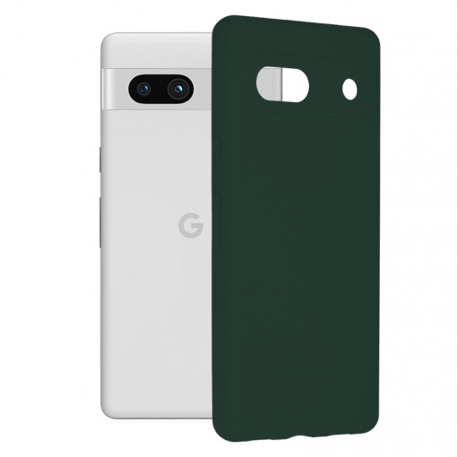 Husa Pentru Google Pixel 7a, Premium Silicon, Interior Alcantara, Matrix, Verde