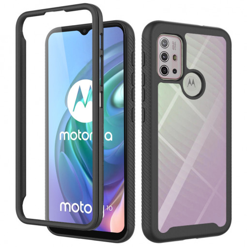 Husa Pentru Motorola Moto G10 / Moto G20 / Moto G30, Protectie 360 Fata si Spate, Folie Inclusa, Matrix, Negru