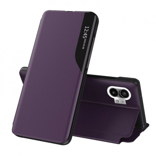 Husa Pentru Nothing Phone (1), Smart View Case, Functie Stand, Flip / Carte, Matrix, Violet
