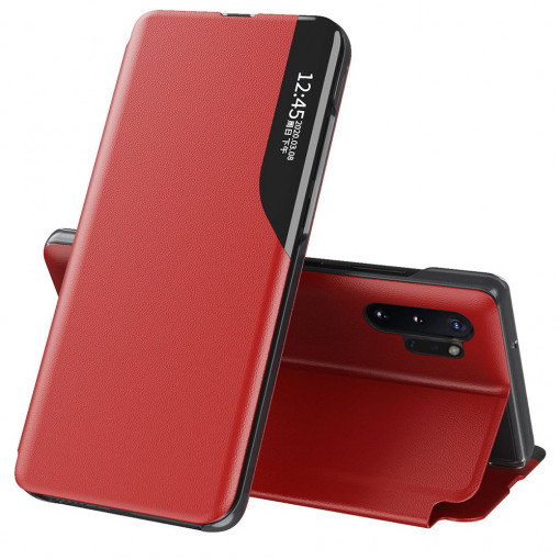 Husa Pentru Samsung Galaxy Note 10 Plus , Smart View Case, Functie Stand, Flip / Carte, Matrix, Rosu
