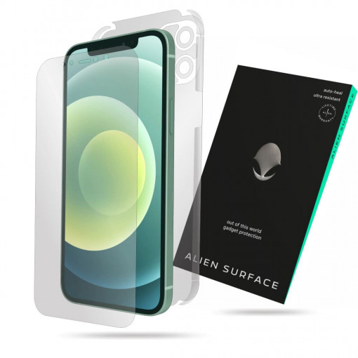 Folie Alien Surface, Compatibila cu iPhone 12 Pro, Ecran, Spate si Laterale Transparent