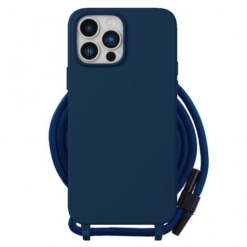 Husa Pentru iPhone 15 Pro, Lanyard, cu Snur, Silicon, Matrix, Albastru