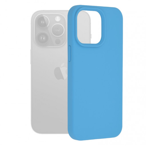 Husa Pentru iPhone 15 Pro Max, Premium Silicon, Interior Alcantara, Matrix, Albastru