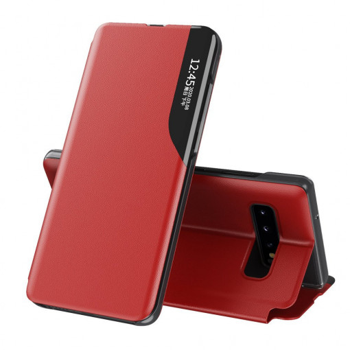 Husa Pentru Samsung Galaxy S10 Plus , Smart View Case, Functie Stand, Flip / Carte, Matrix, Rosu