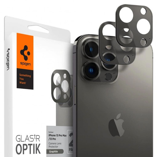 Pachet 2 buc Protectie Pentru Camera iPhone 13 Pro / 13 Pro Max, Spigen - Optik.TR, Graphite / Gri