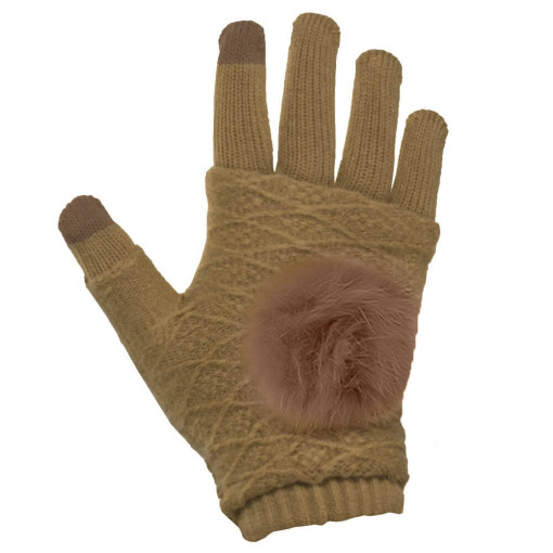 Set Manusi Touchscreen 2 in 1, Winter Stripped Gloves, Maro