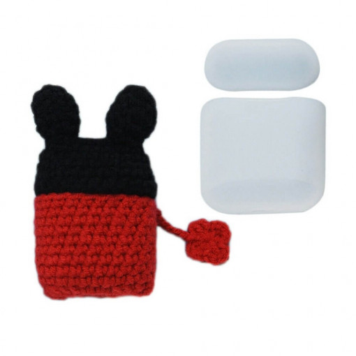 Husa Compatibila cu Apple AirPods 1gen /2 gen + Husa Textila, Mouse