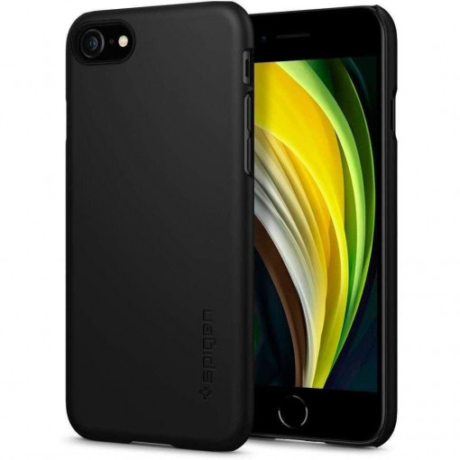 Husa Compatibila cu iPhone SE 2020 / Compatibila cu iPhone 8 / Compatibila cu iPhone 7, Premium, Spigen Thin Fit, Negru