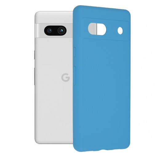 Husa Pentru Google Pixel 7a, Premium Silicon, Interior Alcantara, Matrix, Albastru