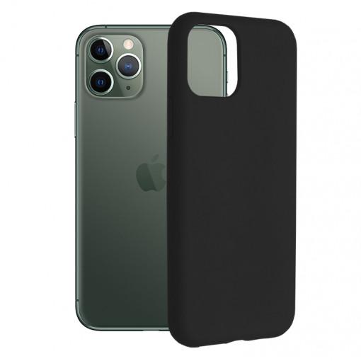 Husa Pentru iPhone 11 Pro, Premium Silicon, Interior Alcantara, Matrix, Negru